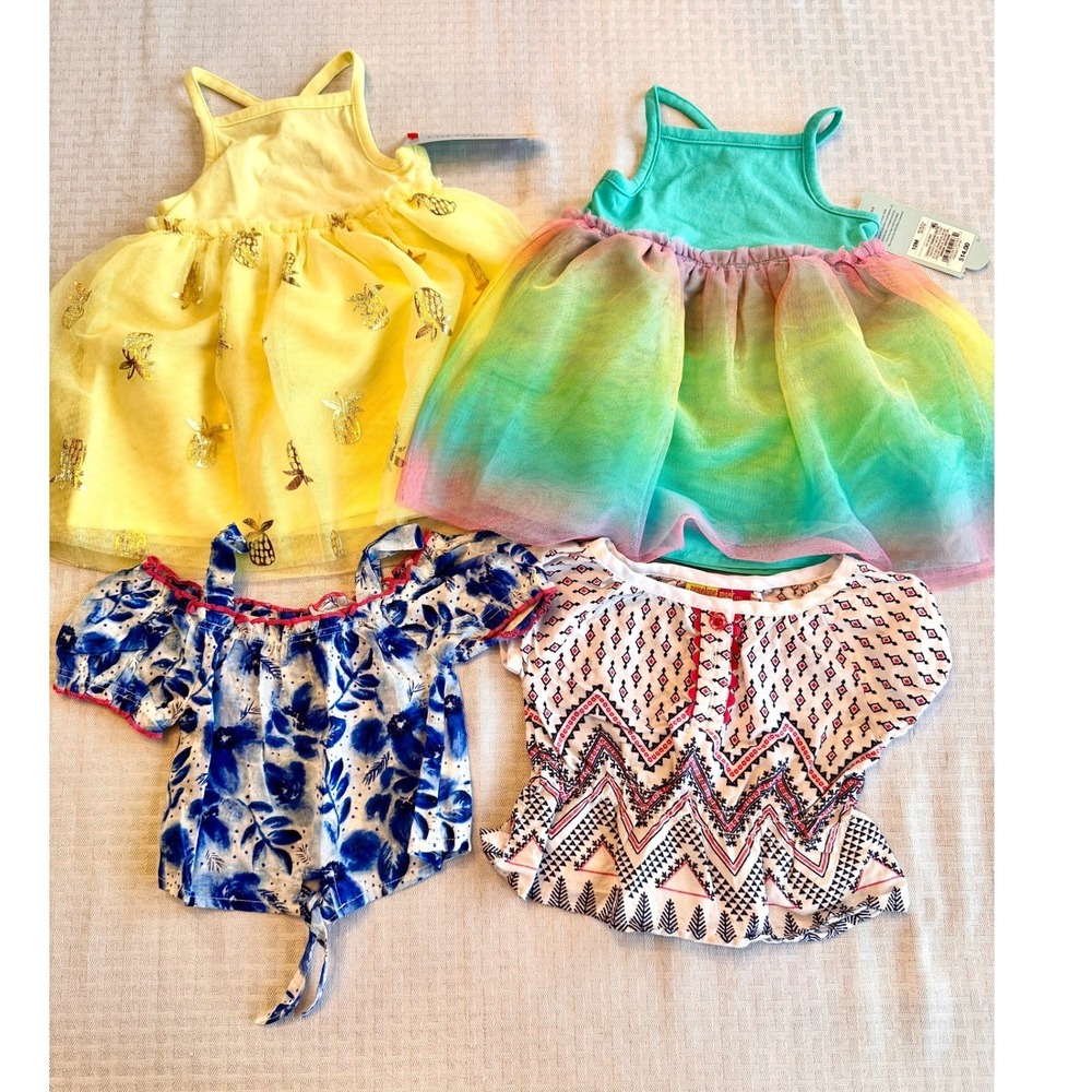 Baby Girl Summer Lot Cat & Jack Tutu Dresses 12M Penelope Mack Tops 18M 4pc